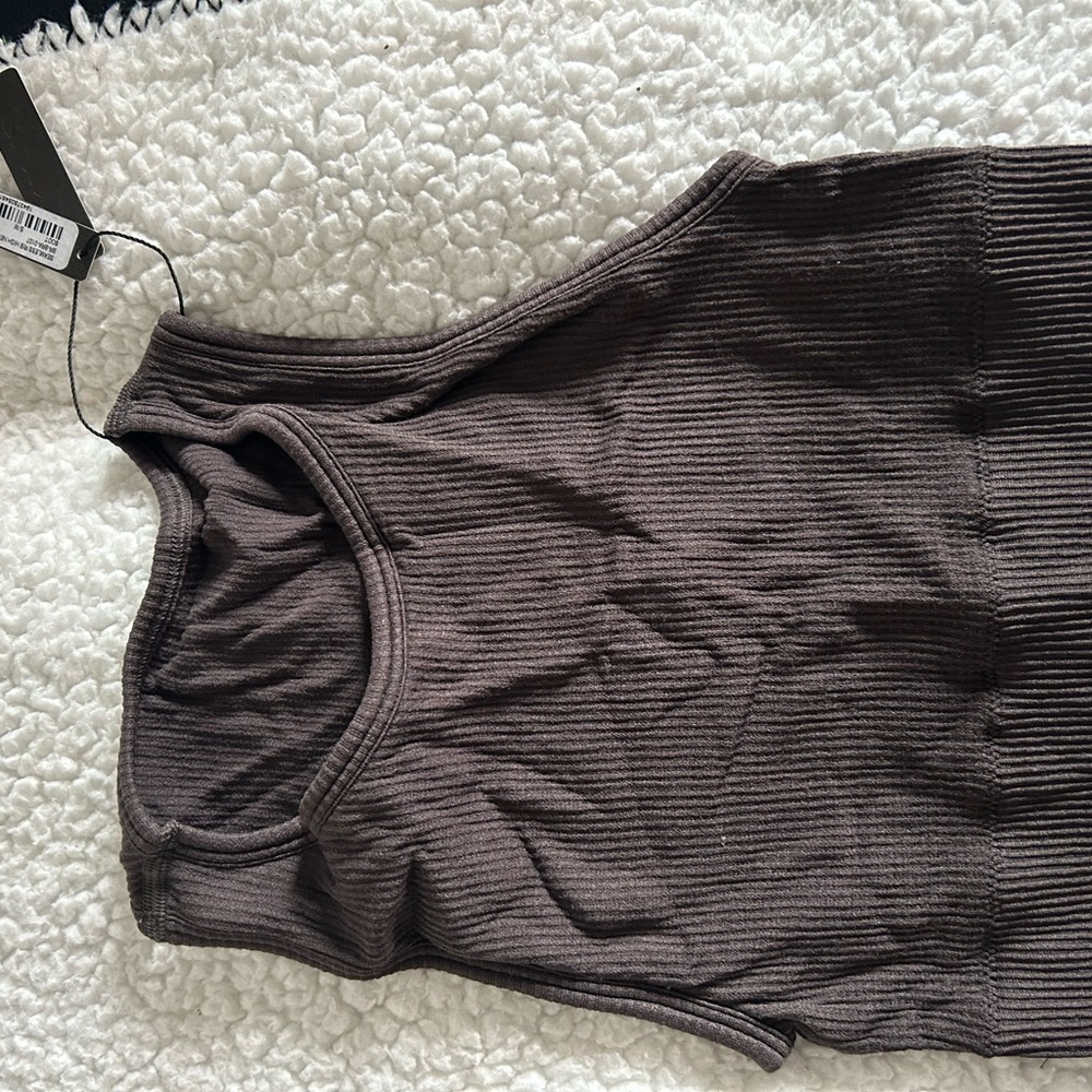 Women's Brown Ribbed Tank Top